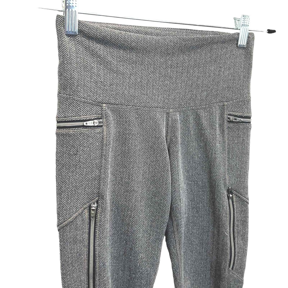 Athleta High Rise Leggings Womens XS Gray Herringbone Zipper Pocket Yoga Pants - Picture 6 of 11